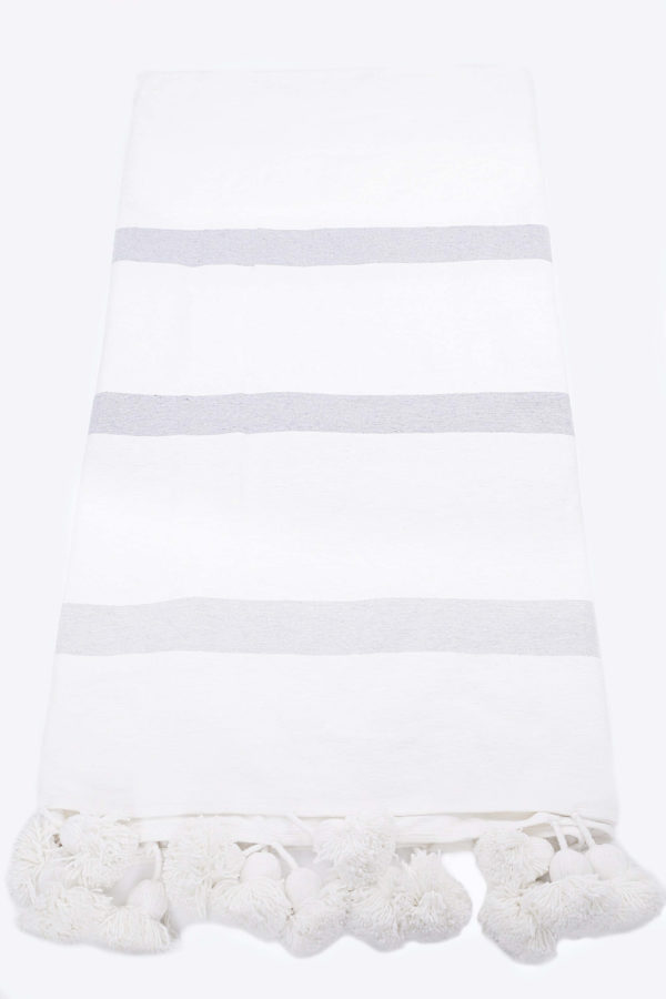 White blanket with grey lines