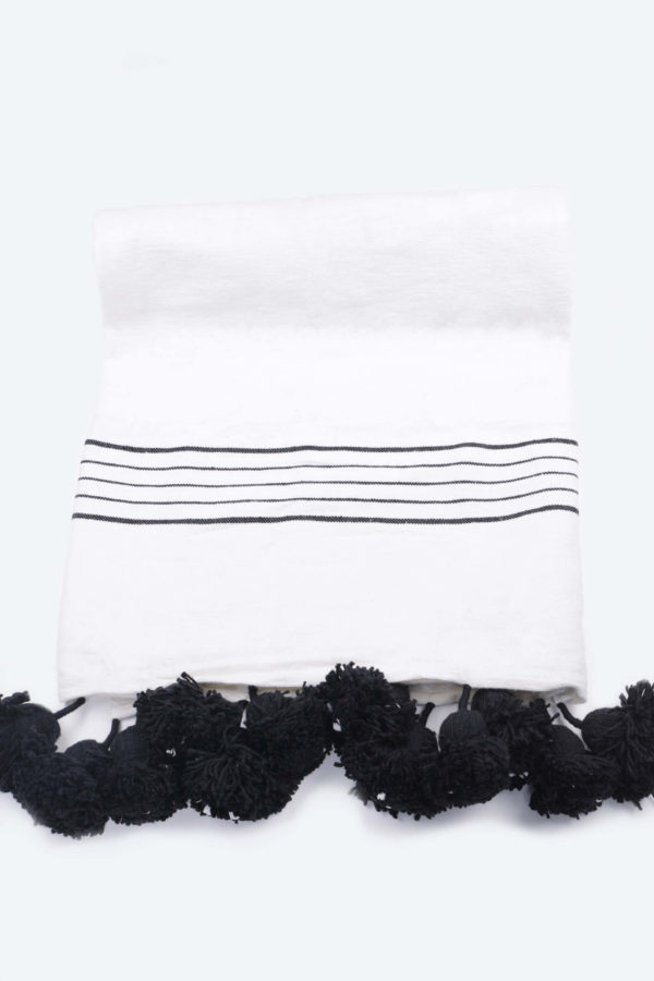 White blanket with black lines